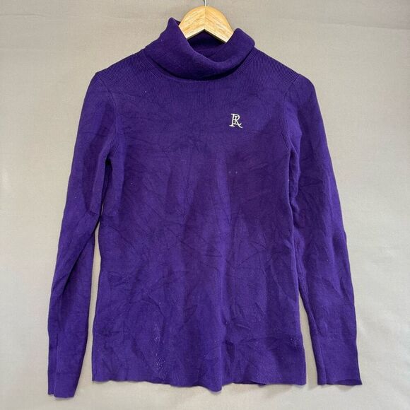 Polo Jeans Company Purple Ribbed Women’s Sweater Size Large Turtle Neck Preppy - Picture 1 of 12